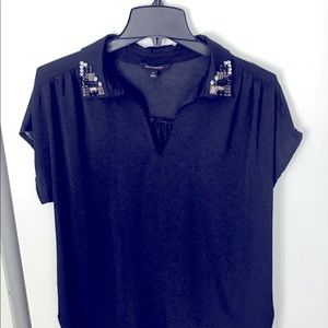 BananaRepublic sleeveless blouse rhinestone collar